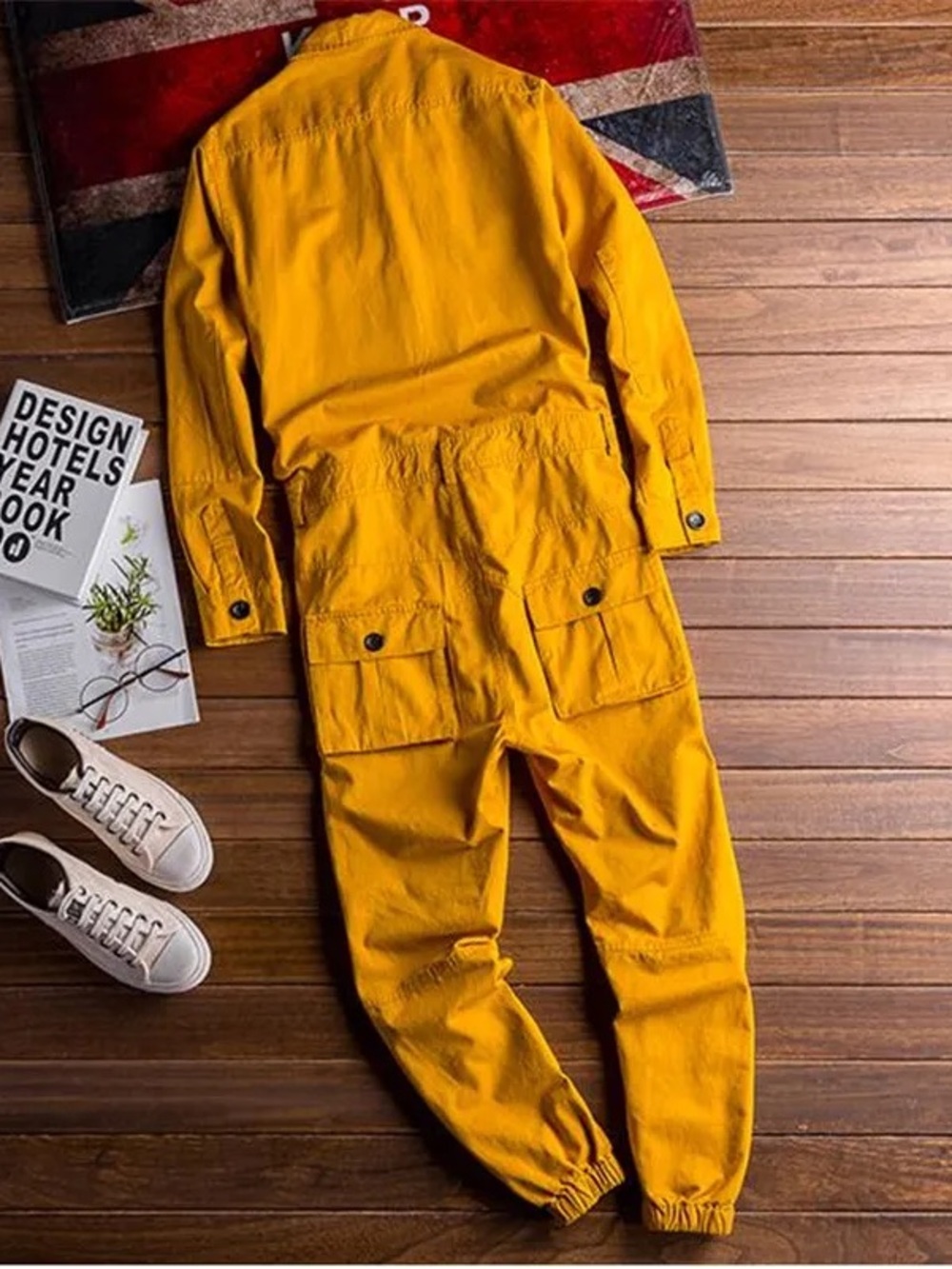 NWOT Yellow Short-Sleeve Utility Jumpsuit with Belt